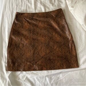 Mango Faux Snake skin brown mini skirt MNG size xs
